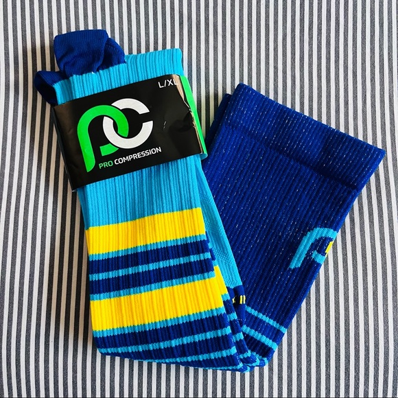 Pro Compression Marathon socks in Paradise Blue. Size Unisex L/XL. - Picture 1 of 3